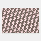 Gingerbrei Man House Weihnachtsschneeflocken Rosa Geschenkpapier Set (Vorderseite 3)