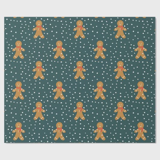 Gingerbrei man Muster Weihnachtswrapping Paper Geschenkpapier (Flach)