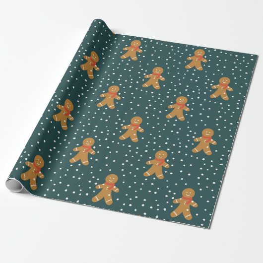 Gingerbrei man Muster Weihnachtswrapping Paper Geschenkpapier (Ungerollt)