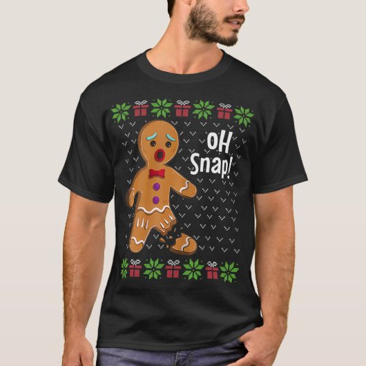 Gingerbrei Man Oh Snap Funny Niedlichen Ugly Xmas T-Shirt (Vorderseite)