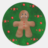 Gingerbrei Man on Green Christmas Runder Aufkleber (Vorderseite)