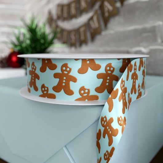 Gingerbrei Man Pattern Weihnachtsfeiertag Ribbon Satinband