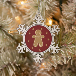 Gingerbrei Man Personalisiert Name Jahr Feiertag Schneeflocken Zinn-Ornament