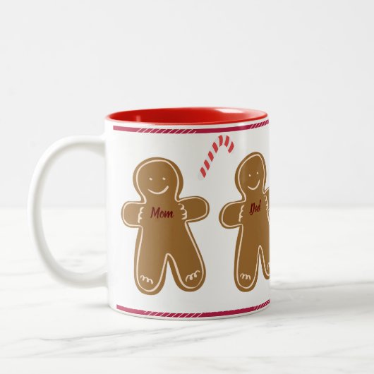 Gingerbrei Man Personalize Name Family Holiday Zweifarbige Tasse (Links)