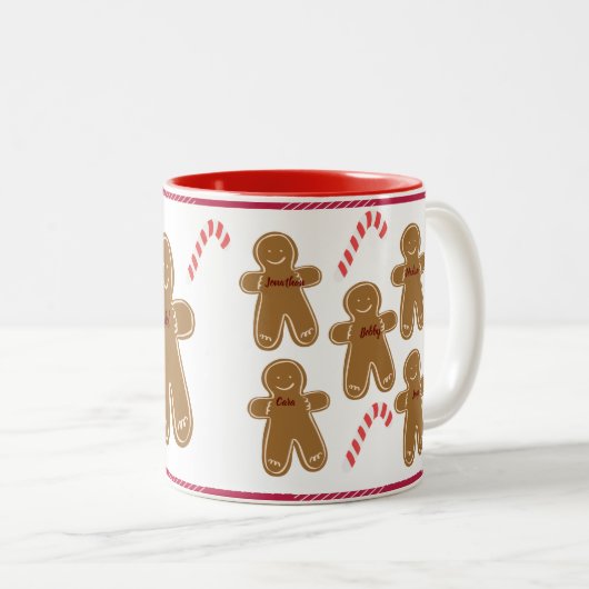 Gingerbrei Man Personalize Name Family Holiday Zweifarbige Tasse (VorderseiteRechts)