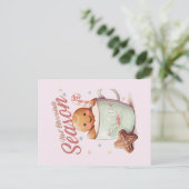 Gingerbrei Man Postcard Blush Pink Man Postkarte (Stehend Vorderseite)