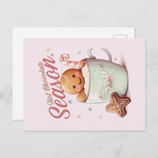 Gingerbrei Man Postcard Blush Pink Man Postkarte (Vorne/Hinten)
