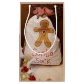 Gingerbrei Man Santa Sack Kleine Tan Geschenktasch Geschenktüte (Vorderseite)
