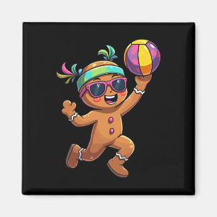 Gingerbrei Man spielt Volleyball Weihnachten Weihn Magnet