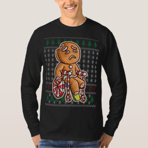 Gingerbrei Mann im Rollstuhl gebrochen Leg Joke Co T-Shirt