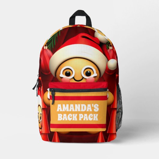 Gingerbrei Mann Weihnachten Personalisierte Kinder Bedruckter Rucksack (Vorderseite)