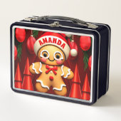 Gingerbrei Mann Weihnachten Personalisierte Kinder Metall Brotdose (Vorderseite)