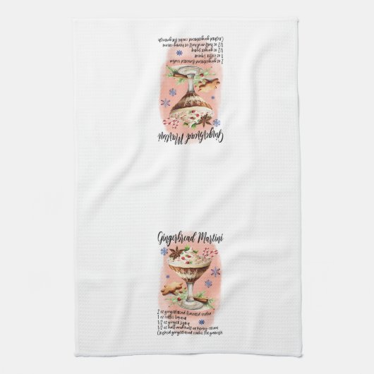 Gingerbrei Martini Cocktail Recipe Geschirrtuch (Vertikal)