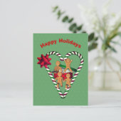 Gingerbrei Men Christmas Holiday Postcard Feiertagspostkarte (Stehend Vorderseite)