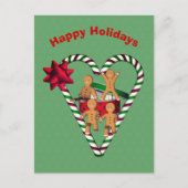 Gingerbrei Men Christmas Holiday Postcard Feiertagspostkarte (Vorderseite)