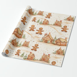 Gingerbrei Men Houses Weihnachtswrapping Paper Geschenkpapier