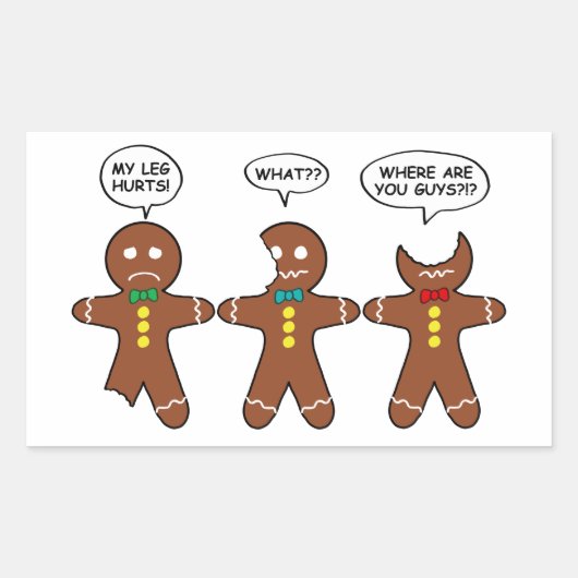Gingerbrei Men My Leg Hurts Holiday Rectangle S Rechteckiger Aufkleber (Vorderseite)