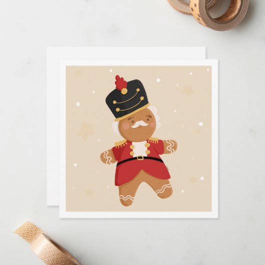 Gingerbrei Nutcracker Weihnachtskarte Mitteilungskarte (Vorderseite/Rückseite Beispiel)
