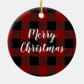 Gingerbrei Paare Erstes Weihnachtsbüffel Kariert Keramik Ornament (Hinten)