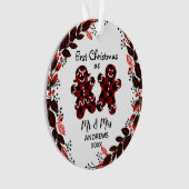 Gingerbrei Paare Erstes Weihnachtsbüffel Kariert Ornament (Vorderseite)