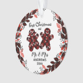 Gingerbrei Paare Erstes Weihnachtsbüffel Kariert Ornament (Vorderseite)