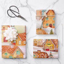 Gingerbrei Village Weihnachtswrapping Paper Geschenkpapier Set