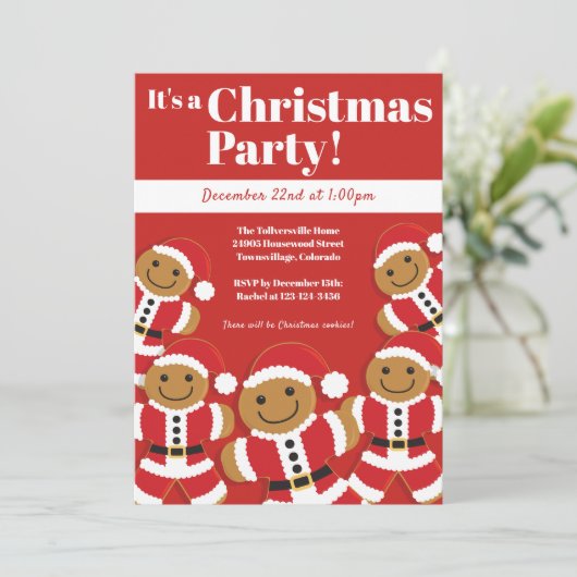 Gingerbrei Weihnachtsfest - Party Einladung (Stehend Vorderseite)