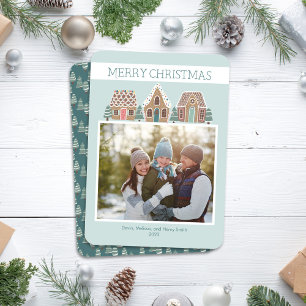 Gingerbrei Weihnachtsfotokarte für Familie Feiertagskarte