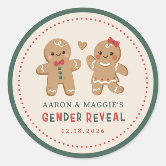 Gingerbrei Weihnachtsgeschlecht offenbart Gefallen Runder Aufkleber (Vorderseite)