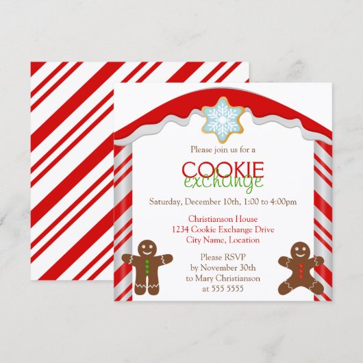 Gingerbrett Cookie Exchange-Party Einladung (Vorne/Hinten)