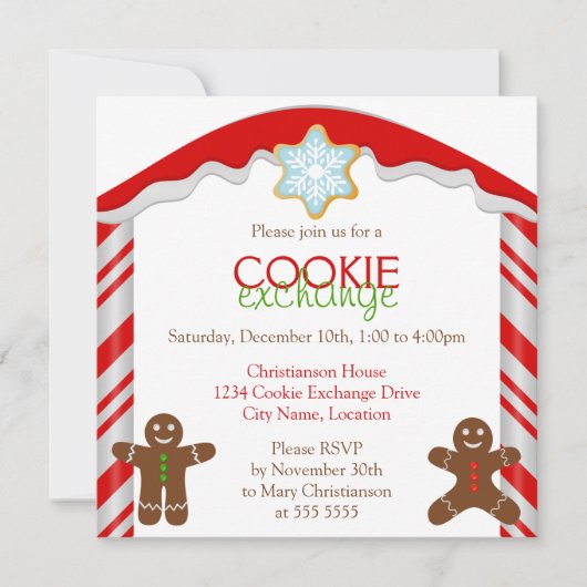Gingerbrett Cookie Exchange-Party Einladung (Vorderseite)