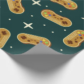 Gingerbrett Cookie Weihnachts Video Game Controlle Geschenkpapier (Ecke)