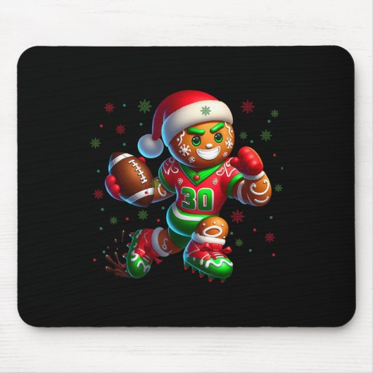 Gingerbrett Fußball Weihnachtsdesign Spaß Urlaub Mousepad (Vorne)