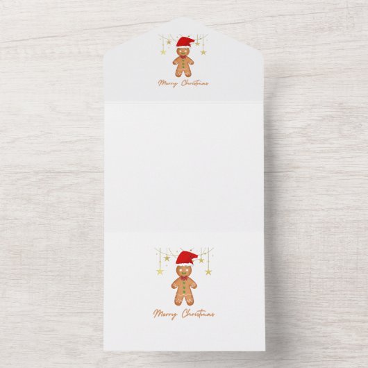 Gingerbrett Grüße Weihnachten All In One Einladung (Innen)
