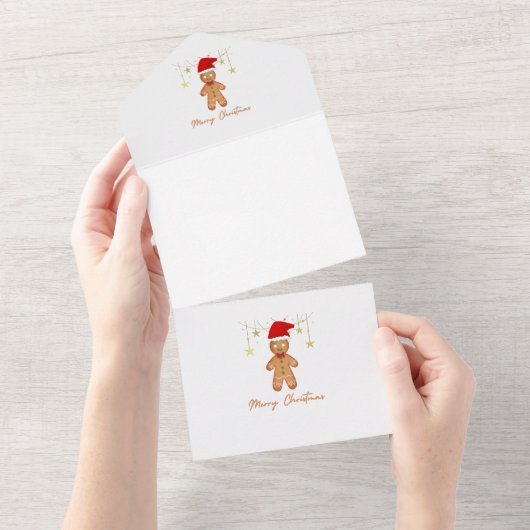 Gingerbrett Grüße Weihnachten All In One Einladung (Abreißtisch)