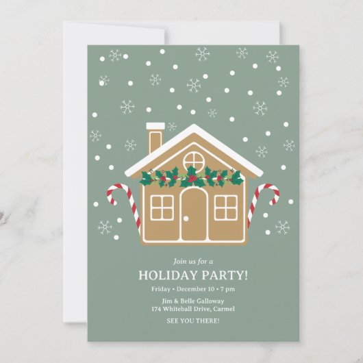 Gingerbrett House Holiday Party Weihnachten Einladung (Vorderseite)