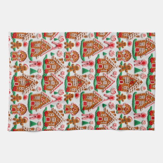 Gingerbrett House Needlework Weihnachtsfeiertage Geschirrtuch (Horizontal)
