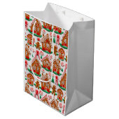 Gingerbrett House Needlework Weihnachtsfeiertage Mittlere Geschenktüte (Vorderseite Schrägansicht)