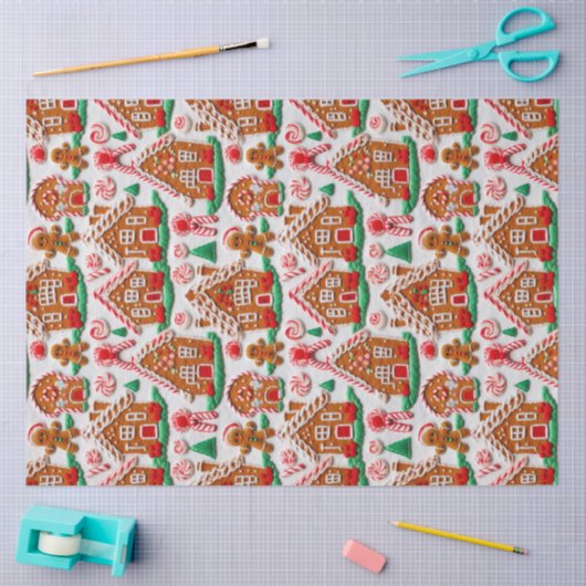 Gingerbrett House Needlework Weihnachtsfeiertage Seidenpapier (Basteln)