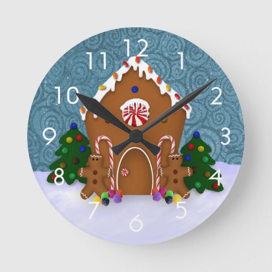 Gingerbrett House Wall Clock Runde Wanduhr (Vorderseite)