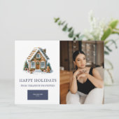 Gingerbrett Hütte Real Anwesen Foto Feiertagskarte (Stehend Vorderseite)