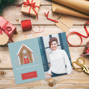 Gingerbrett-Hütte Realty Foto Feiertagskarte