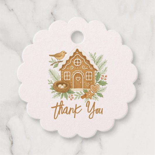 Gingerbrett Hütte Winter Nesting Baby Dusche Geschenkanhänger (Vorderseite)