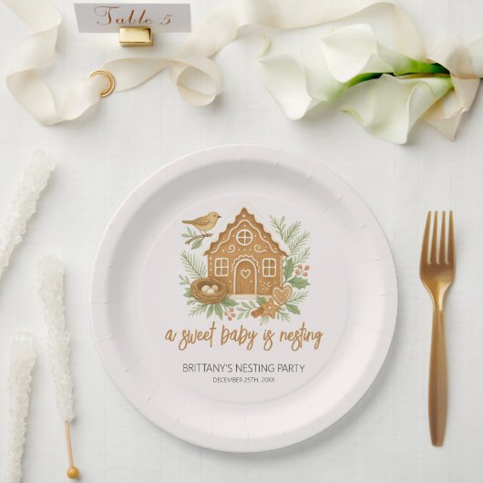 Gingerbrett Hütte Winter Nesting Baby Dusche Pappteller (Hochzeit)