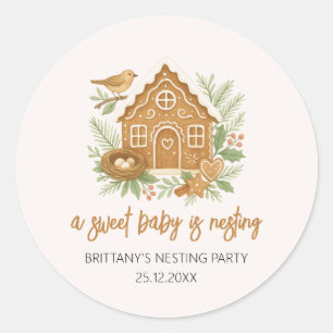 Gingerbrett Hütte Winter Nesting Baby Dusche Runder Aufkleber