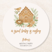 Gingerbrett Hütte Winter Nesting Baby Dusche Runder Pappuntersetzer (Vorderseite)