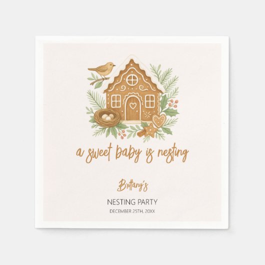 Gingerbrett Hütte Winter Nesting Baby Dusche Serviette (Vorderseite)