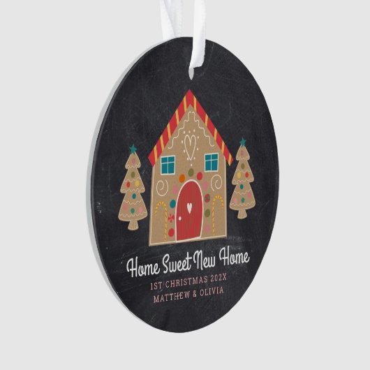 Gingerbrett Neue Zuhause Chalkboard Holiday Custom Ornament (Vorderseite)