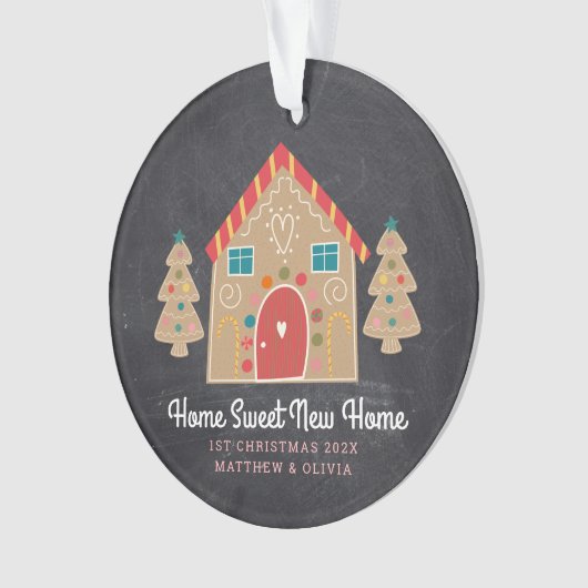 Gingerbrett Neue Zuhause Chalkboard Holiday Custom Ornament (Vorderseite)