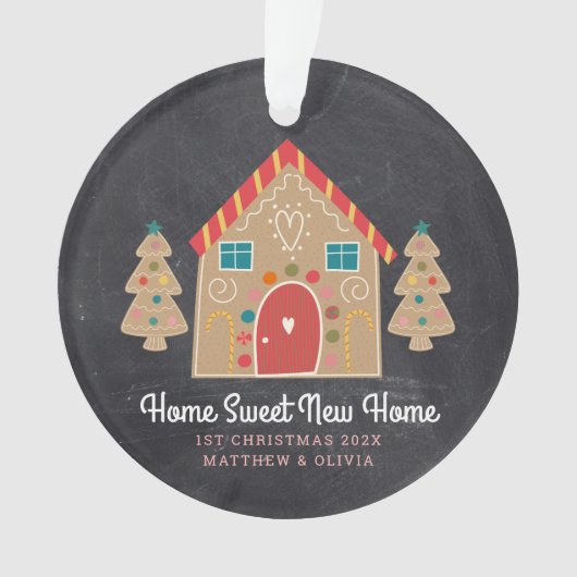 Gingerbrett Neue Zuhause Chalkboard Holiday Custom Ornament (Vorderseite)